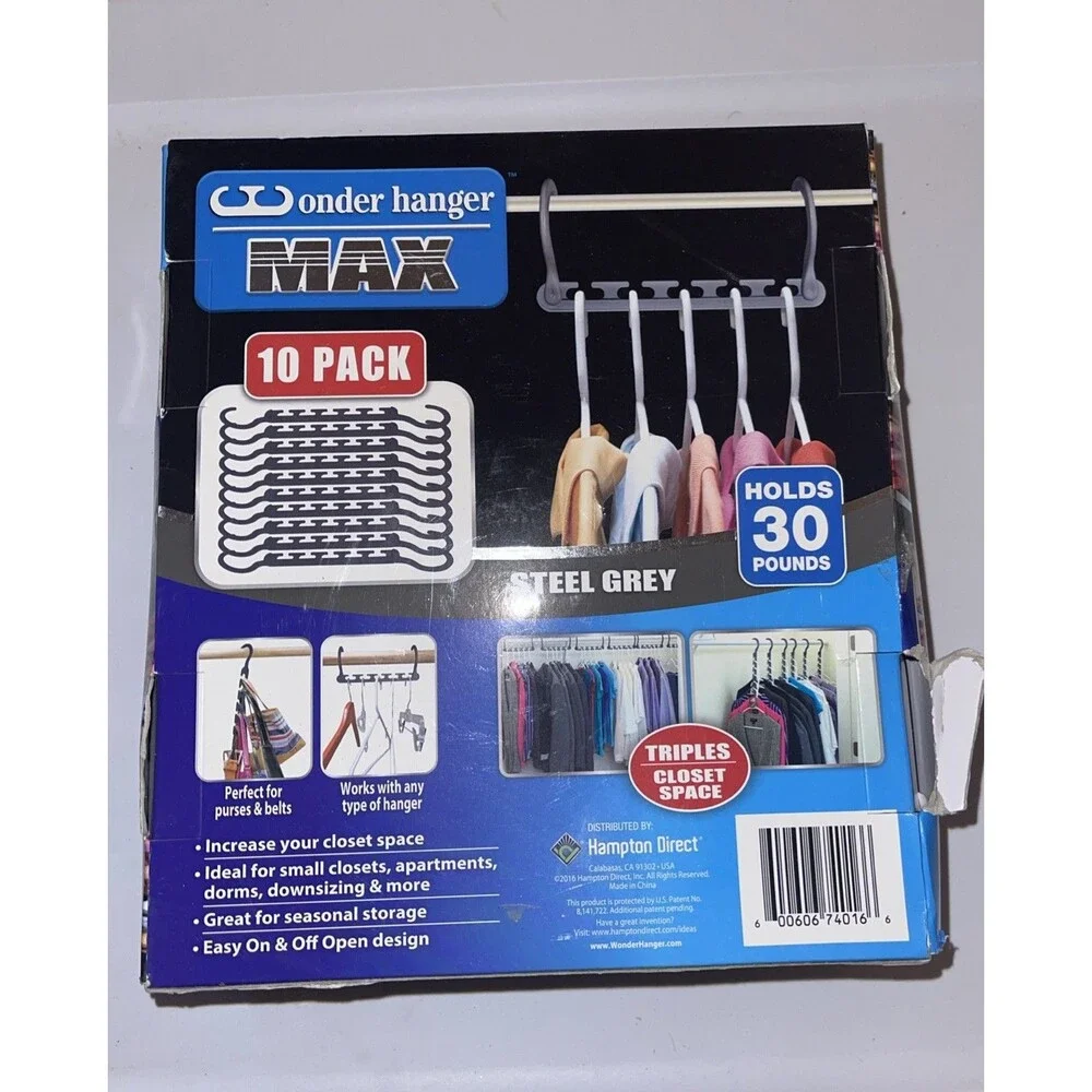 Wonder Hanger MAX Closet Storage Organizer for Clothes Hangers 10 Pack (NIB)